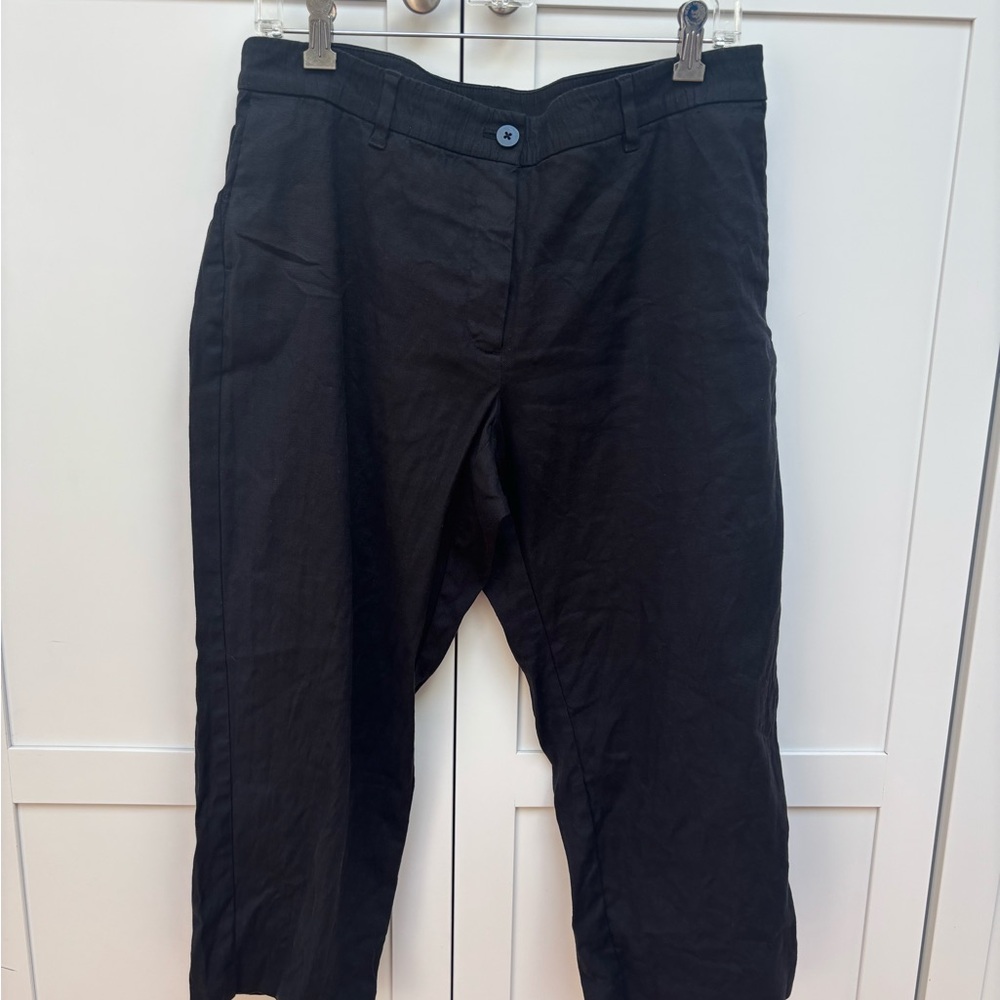 J. Jill Women's Linen Stretch black trousers pants size 14P Minimalist Classic